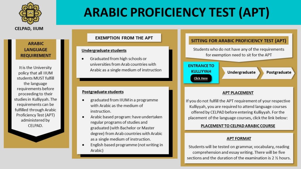 ARABIC PROFICIENCY TEST (APT) – Centre for Languages and Pre-University ... ARABIC PROFICIENCY TEST (APT) – Centre for Languages and Pre-University ...