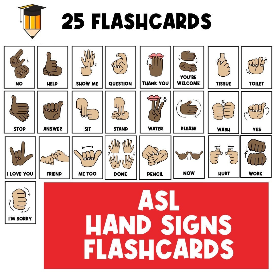 Asl Flash Cards Printable For Adults Asl Flash Cards Printable For Adults