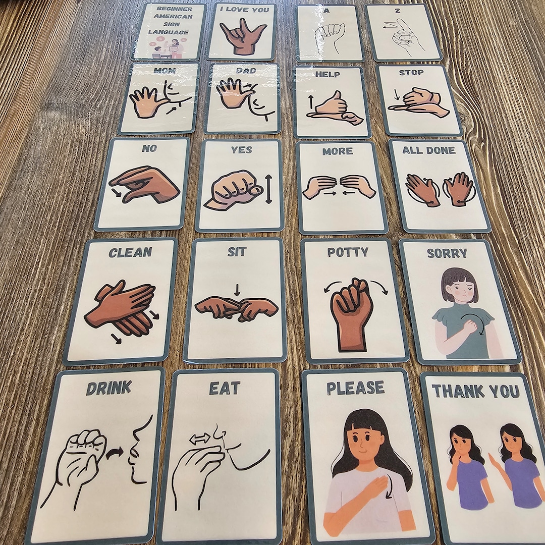 Beginner ASL Flash Cards - Etsy Beginner ASL Flash Cards - Etsy