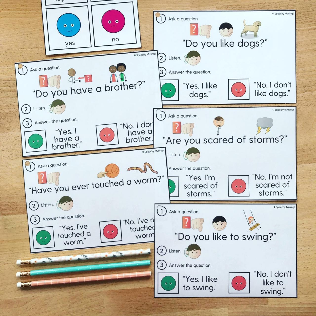 Yes No questions Speech Therapy Worksheets, activity for Nonverbal Students